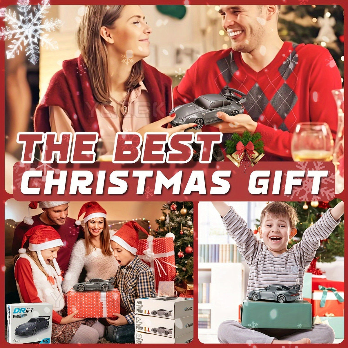 Voiture RC drift 4WD rechargeable 2,4 GHz à lumières LED