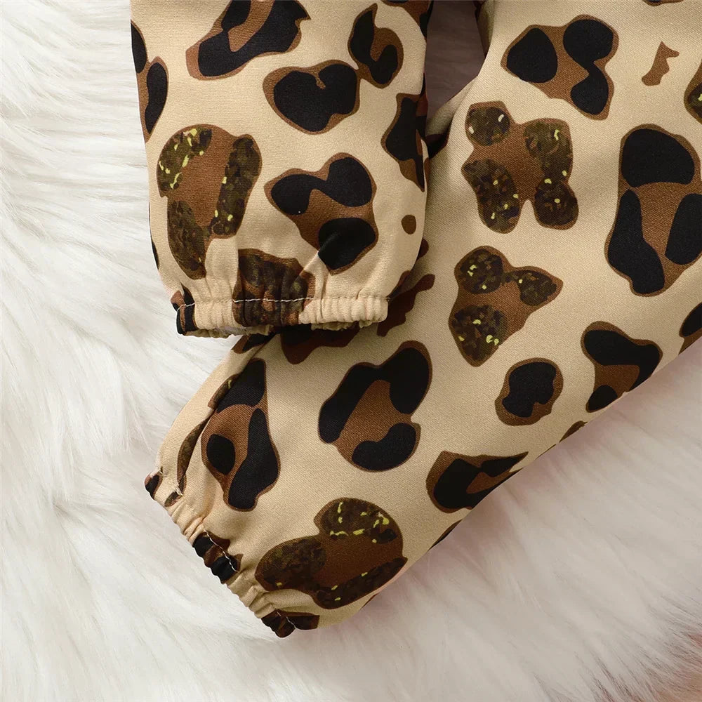 Ensemble bébé body et pantalon motif léopard