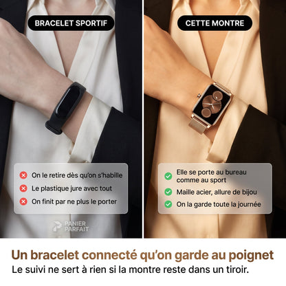 Montre connectée élégante avec suivi santé et fitness