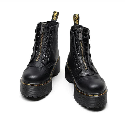 Bottes à plateforme élégantes en cuir véritable