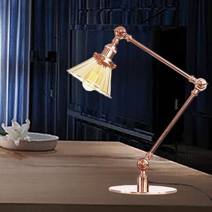 Lampe de table élégante en verre transparent conique