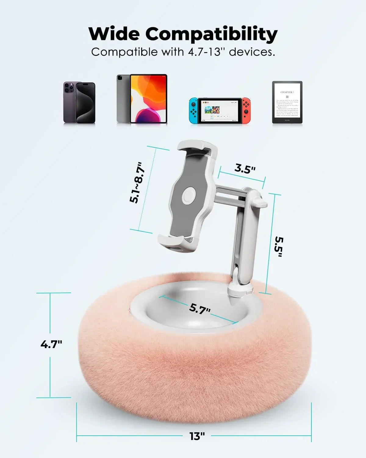 Coussin support de tablette universel pour écrans 4,7 à 13 pouces