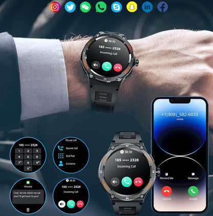 Montre connectée sportive à écran HD avec torche LED et boussole