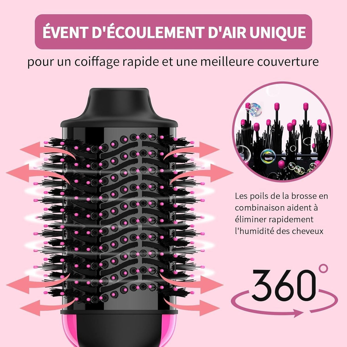 Sèche-cheveux volumisant professionnel pour cheveux longs et mi-longs