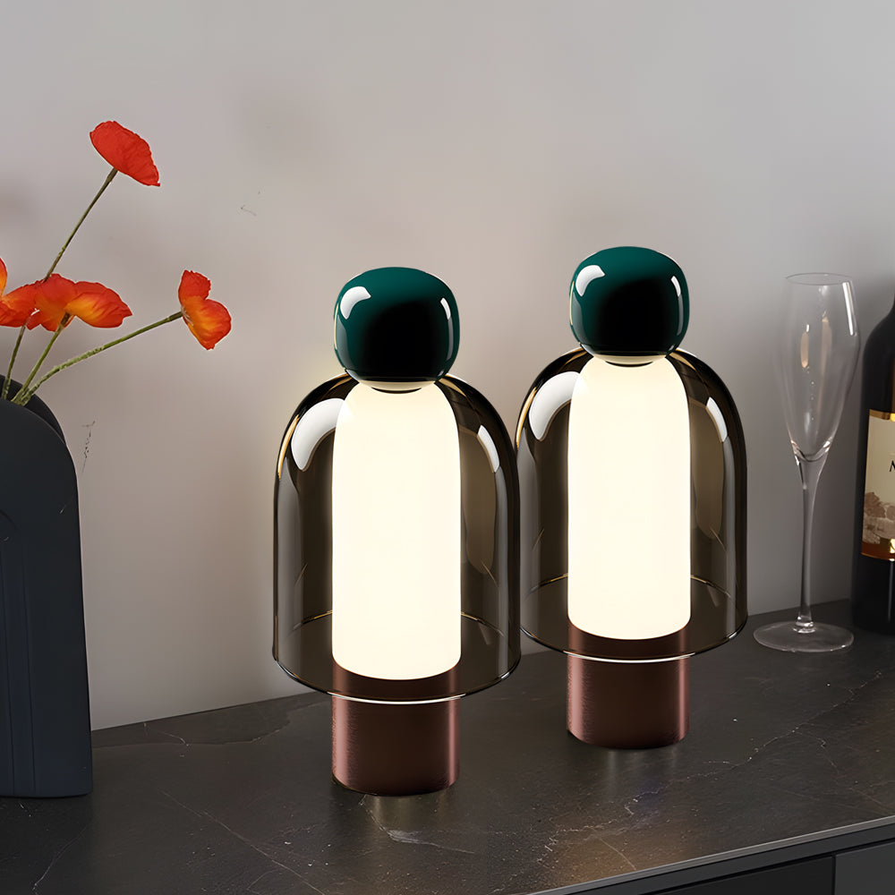 Lampe de table rechargeable en verre transparent à LED dimmable