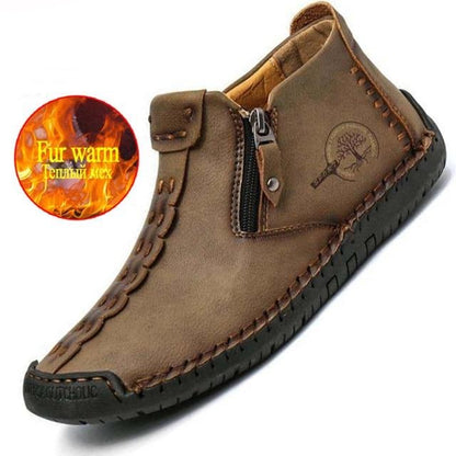 Bottes de cheville vintage cousues main en cuir
