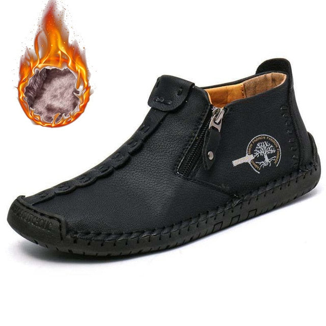 Bottes de cheville vintage cousues main en cuir
