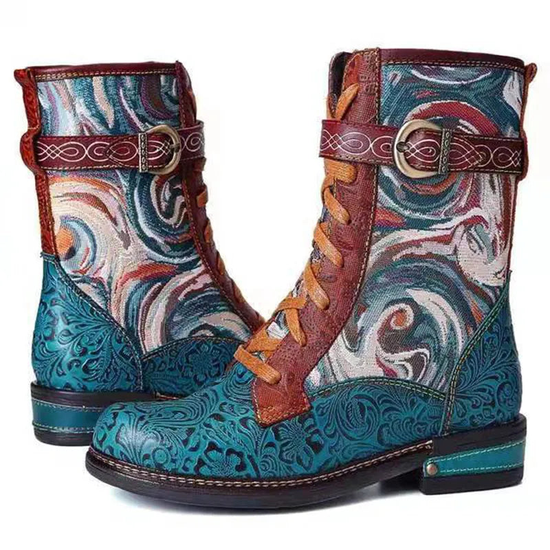 Bottes élégantes en cuir à talon moyen