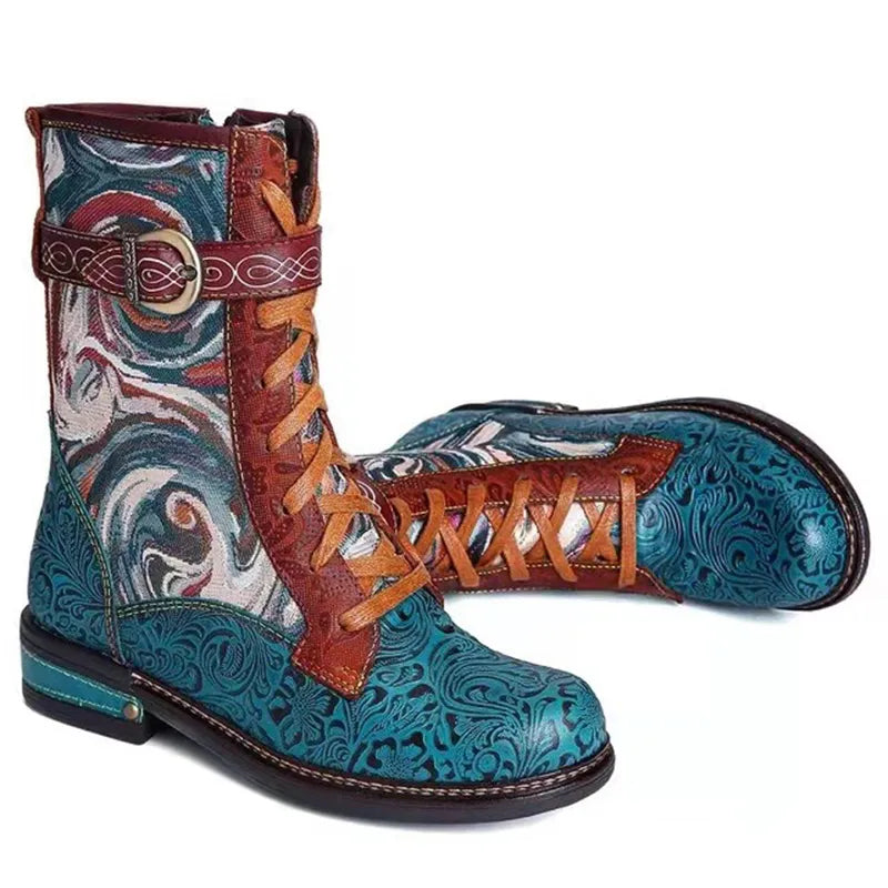 Bottes élégantes en cuir à talon moyen