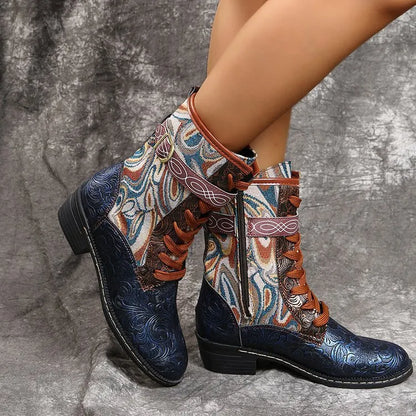 Bottes élégantes en cuir à talon moyen