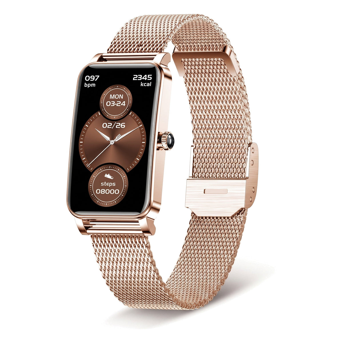 Montre connectée élégante avec suivi santé et fitness