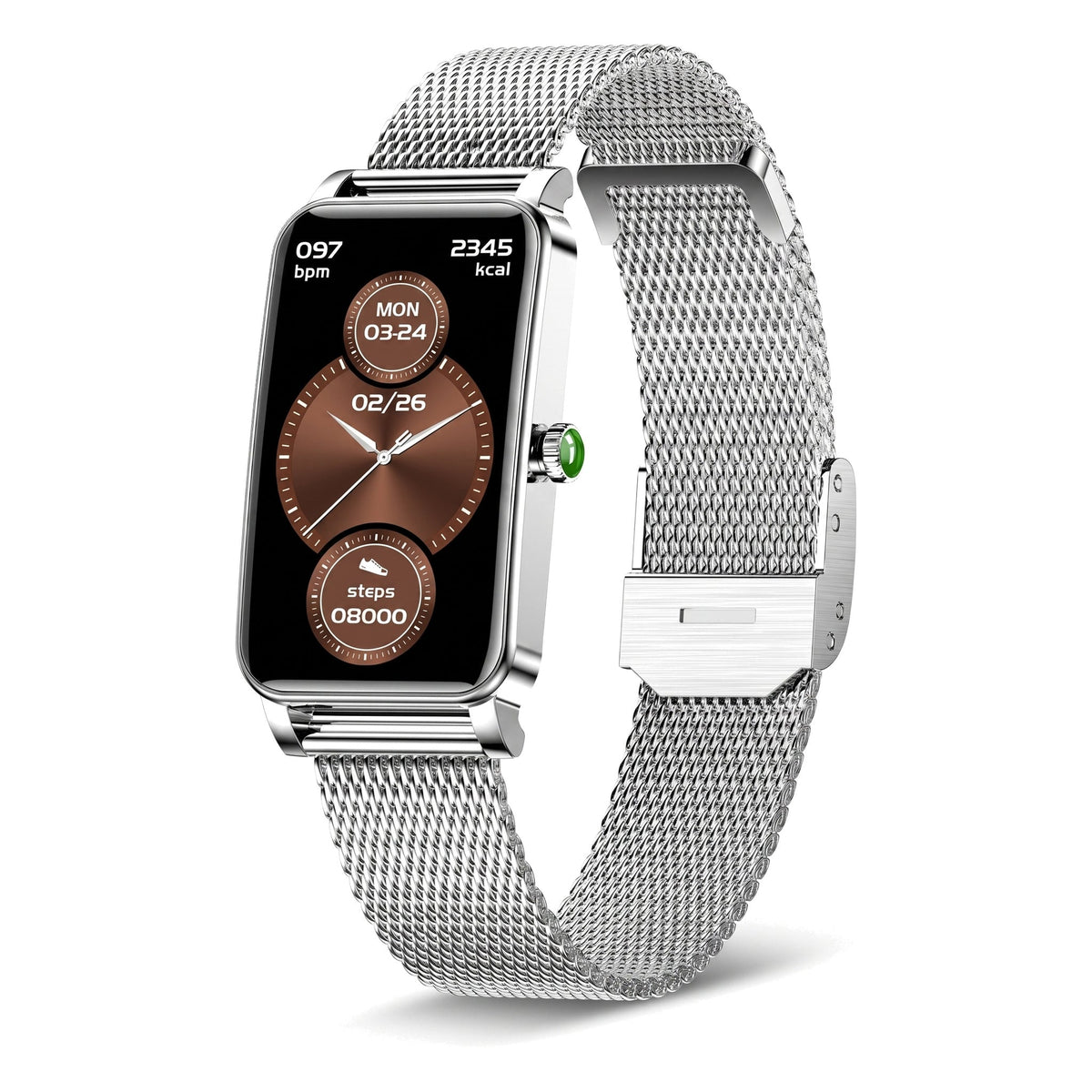 Montre connectée élégante avec suivi santé et fitness