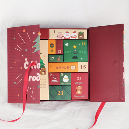 24-Day Wooden Christmas Advent Calendar, Reusable Surprise Box for Home