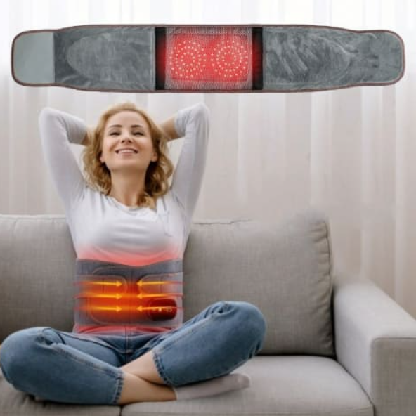 Ceinture lombaire chauffante et massante réglable gris