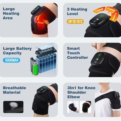 ThermaFlex™ – Heating Vibration Knee Brace for Knee, Elbow, and Shoulder