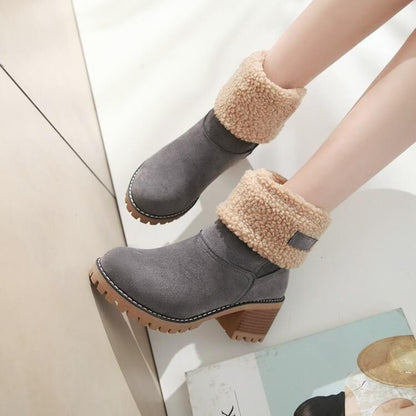 Bottes de neige isolantes en fourrure d'hiver