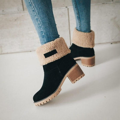 Bottes de neige isolantes en fourrure d'hiver