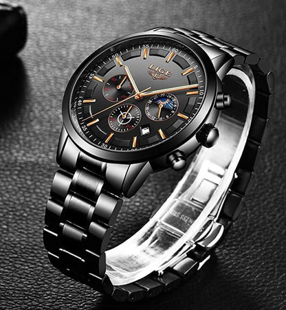Montre-bracelet militaire avec bracelet acier noir