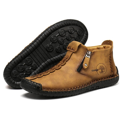Bottes de cheville vintage cousues main en cuir