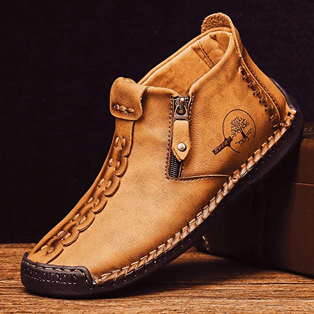 Bottes de cheville vintage cousues main en cuir